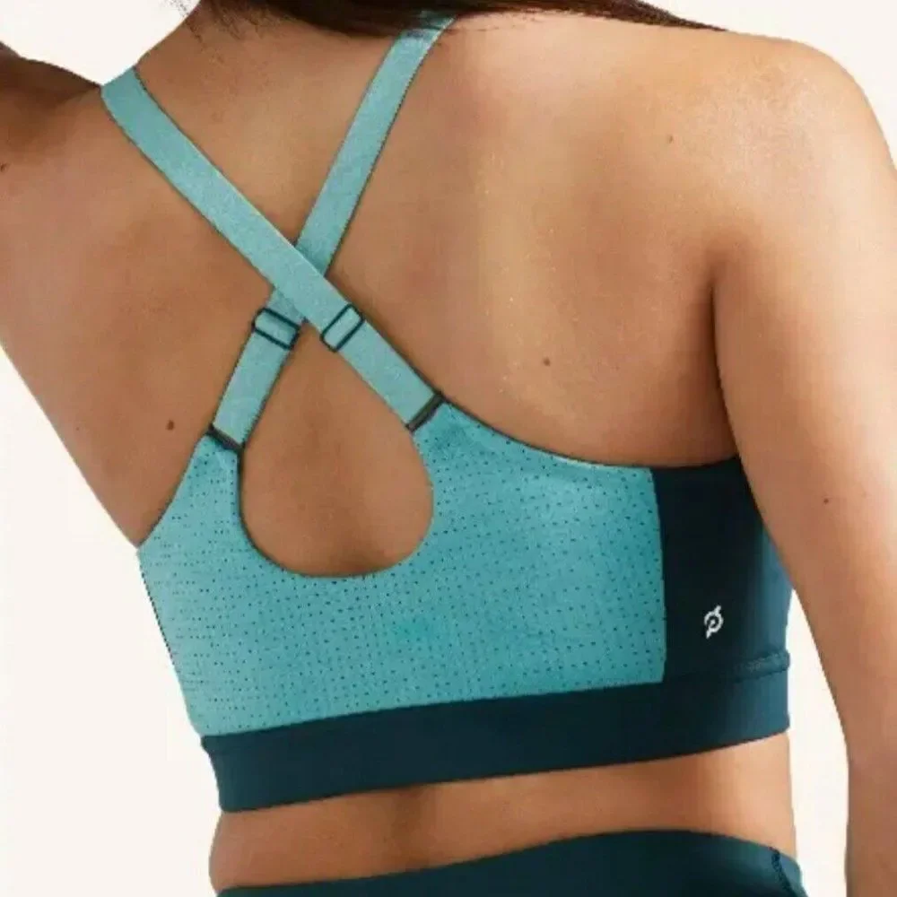 Peloton Colorblack Mesh Back Bra Blue Teal Adjustable For Women's Size Small